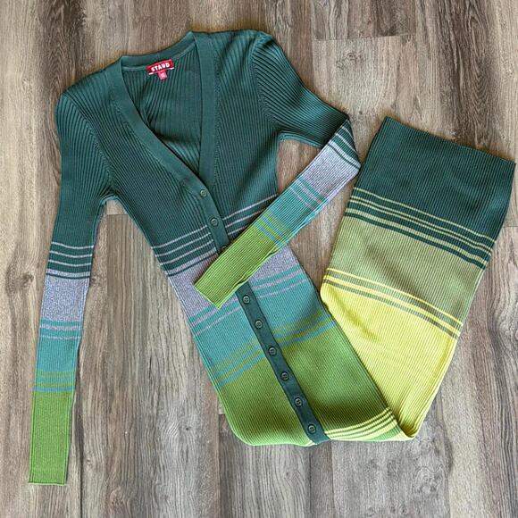 Staud Dresses & Skirts - Staud green and grey striped